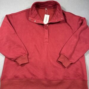 Oversized Women's Long Sleeve Button Henley XL Sweatshirt - Casual Pullover Top